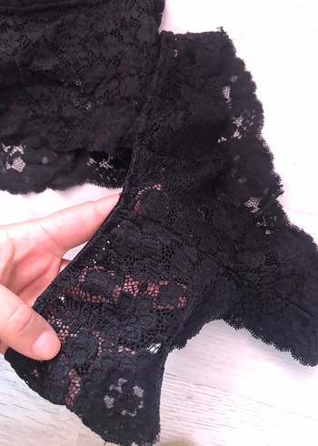 Siyah Dantel Midi Goth Bralet takım - Görsel 3