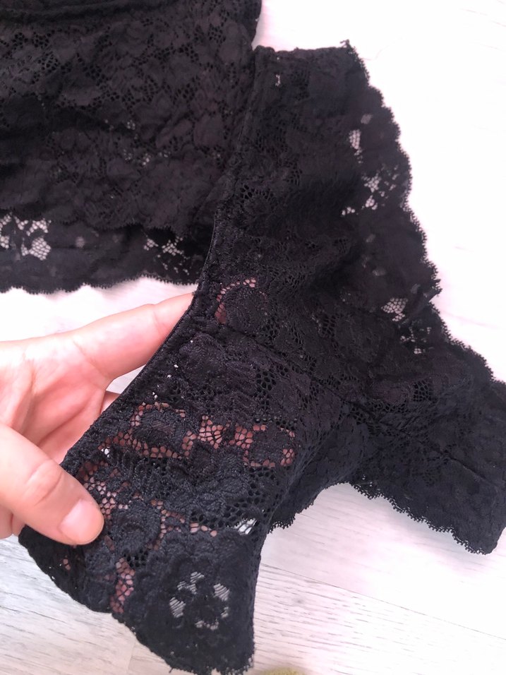 Siyah Dantel Midi Goth Bralet takım - Görsel 3