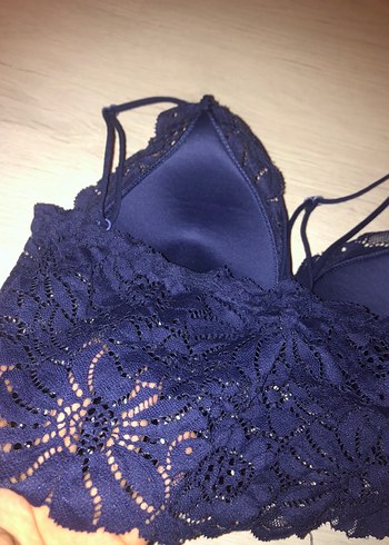 Lacivert Dantel Bohem Goth Bralet - Görsel 2