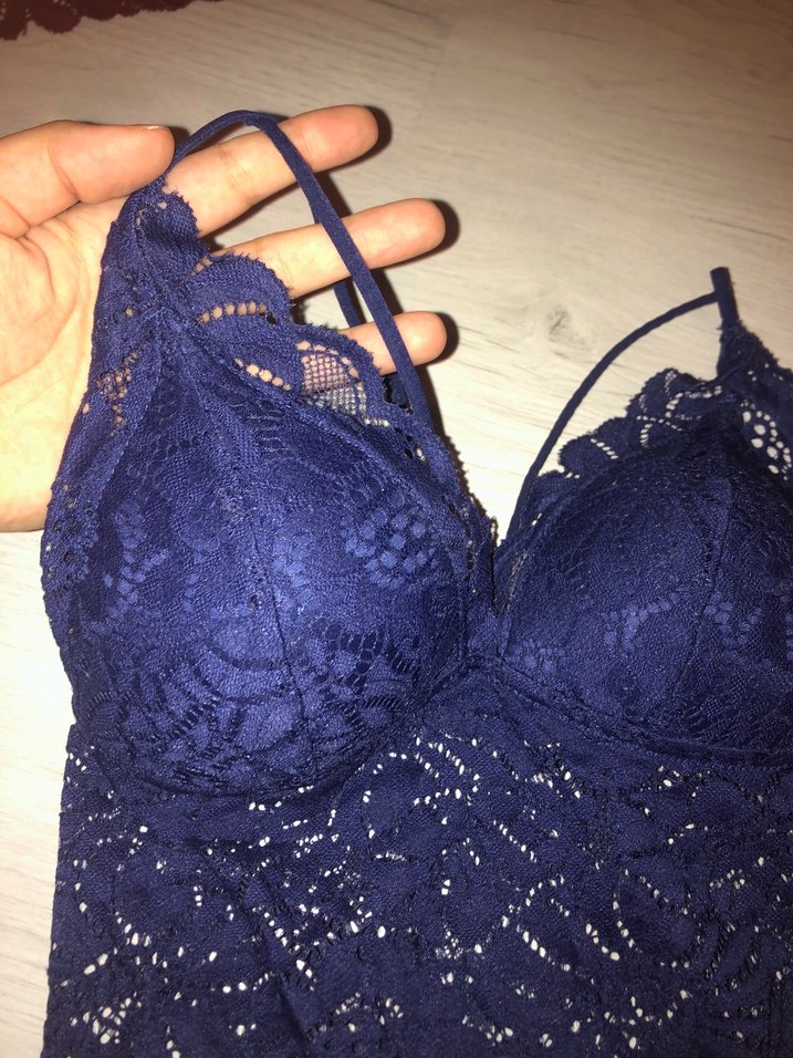 Lacivert Dantel Bohem Goth Bralet - Görsel 3