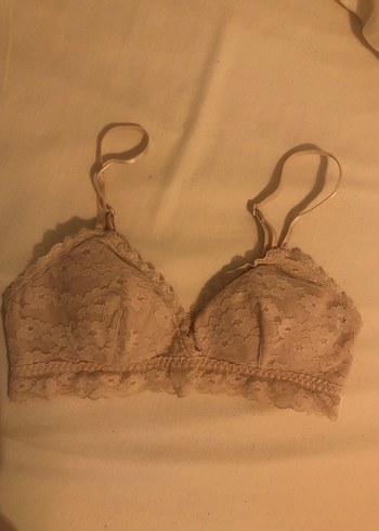 xs Beden pembe Renk Bej Dantel Vintage Bralet