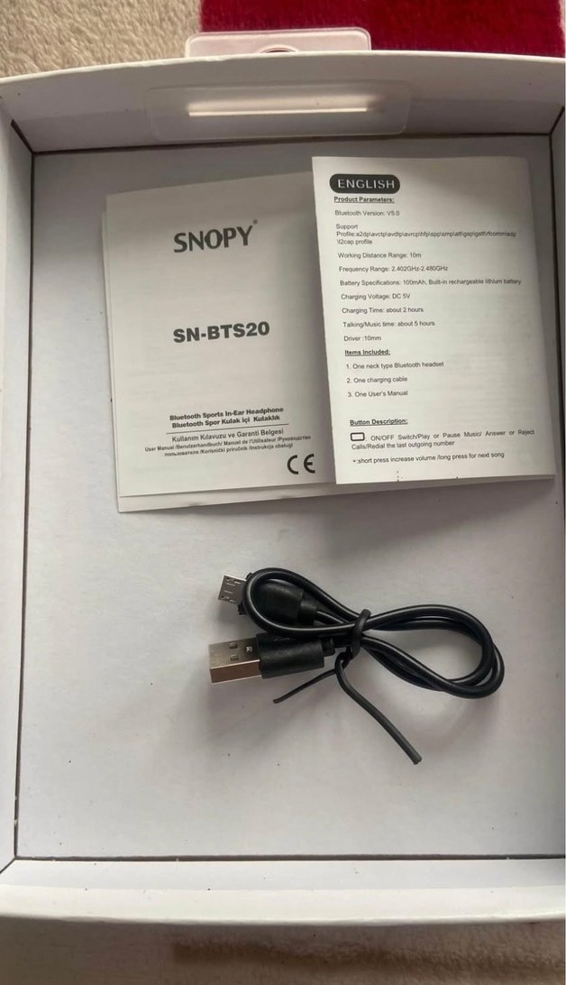 SNOPY Siyah Gri Kablosuz Boyun Tipi Kulaklık - Görsel 4