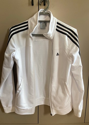 Beyaz Adidas Fermuarlı Spor Ceket - Görsel 5