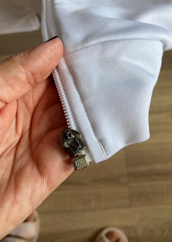 Beyaz Adidas Fermuarlı Spor Ceket - Görsel 3