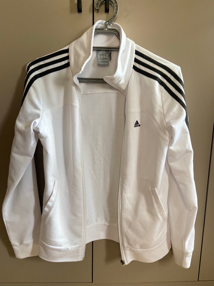 Beyaz Adidas Fermuarlı Spor Ceket - Görsel 5