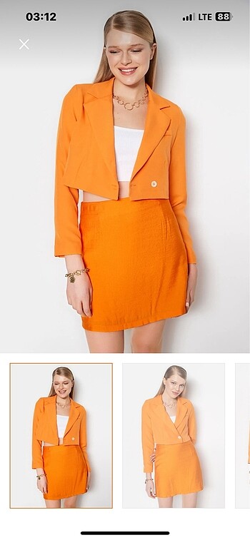 Turuncu crop ceket