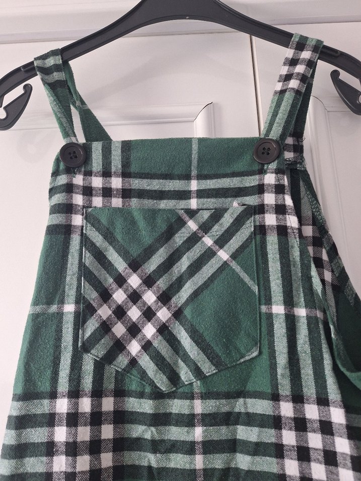 Koyu Yeşil Ekose salopet - Görsel 2