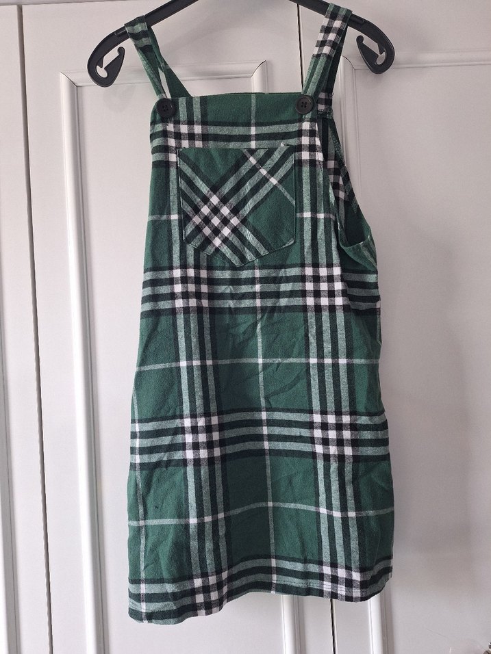 Koyu Yeşil Ekose salopet - Görsel 3