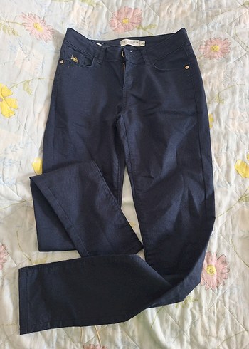 Düğmeli Mavi Denim Kadın Pantolon - Görsel 2