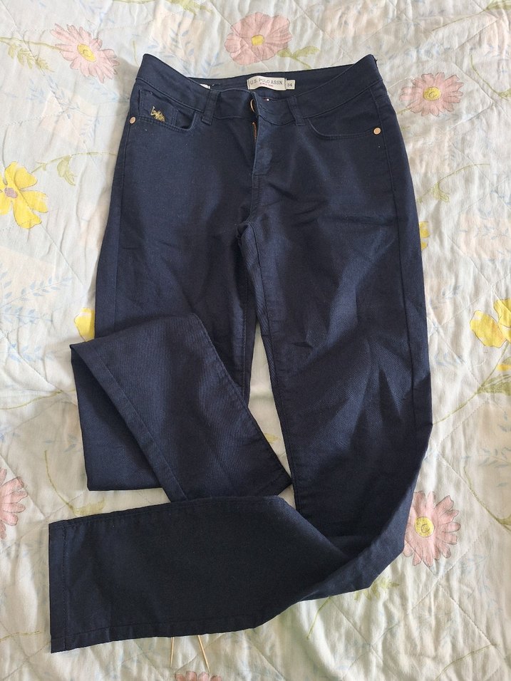 Düğmeli Mavi Denim Kadın Pantolon - Görsel 2