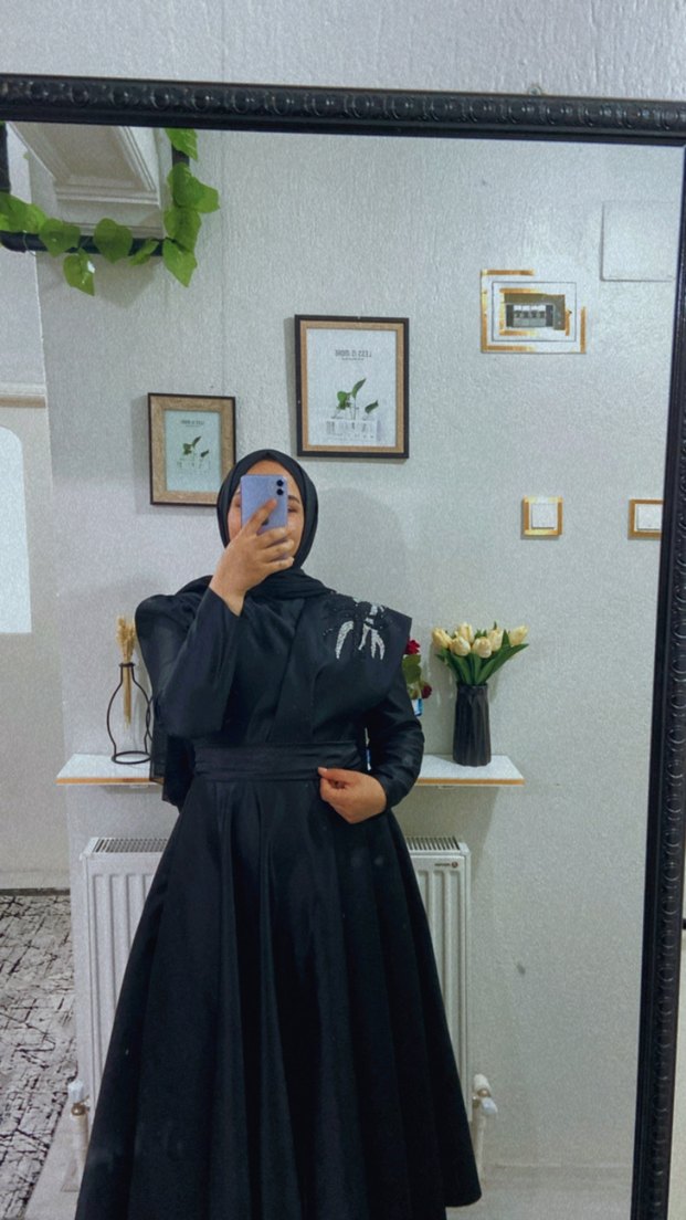 Uzun Siyah Gotik Kadın Elbise - Görsel 4