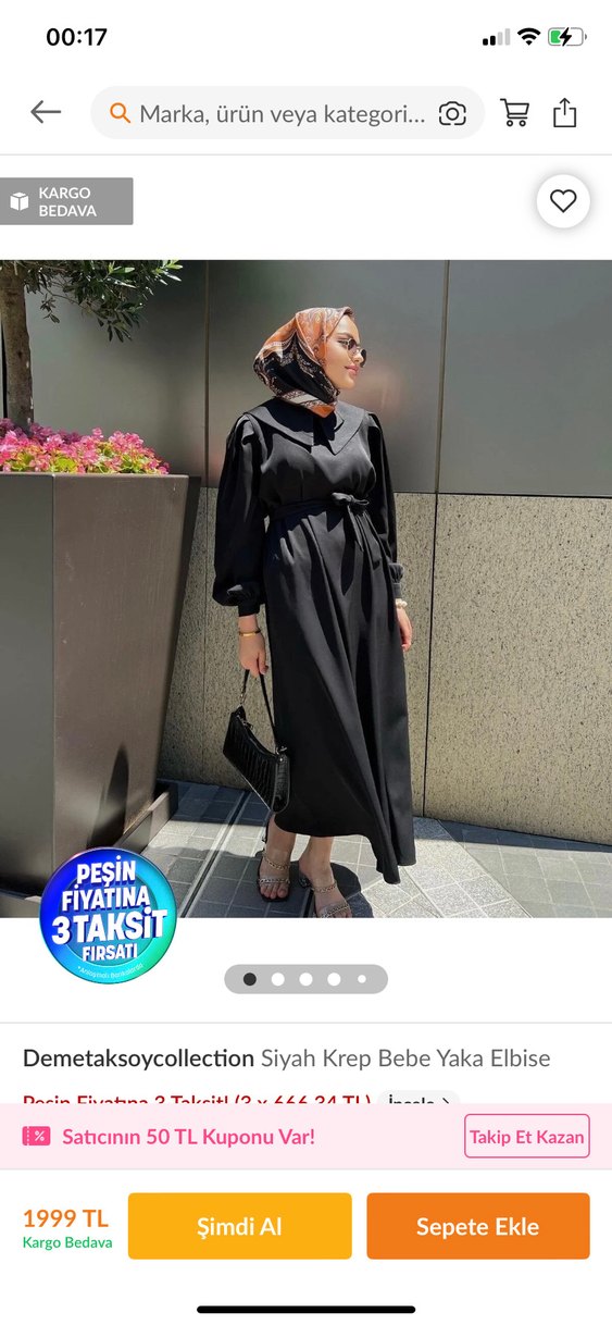 Pembe Kuşaklı hakim yaka krep kumaş Uzun Kadın Elbise - Görsel 3