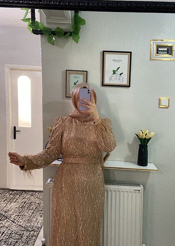 Bej Parlak Abiye Elbise meliha tarhanacı - Görsel 8