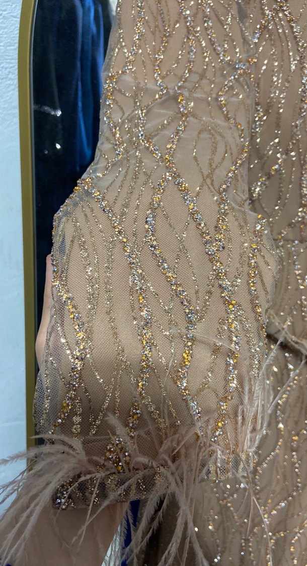 Bej Parlak  Abiye Elbise meliha tarhanacı - Görsel 5