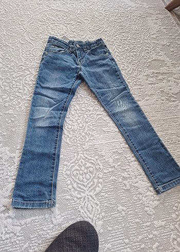 Düğmeli Gri Mavi Erkek Çocuk Kot Pantolon - Görsel 4