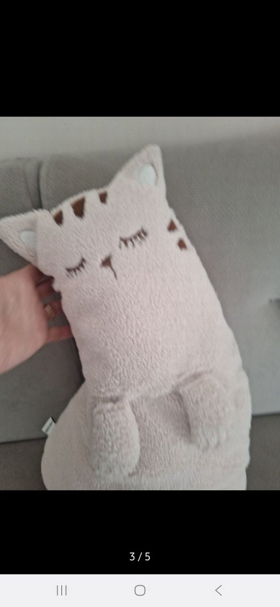 Beyaz Gri Peluş Kedi Oyuncak - Görsel 2