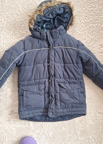 Gri Erkek Çocuk Kürk Detaylı Mont - Görsel 2