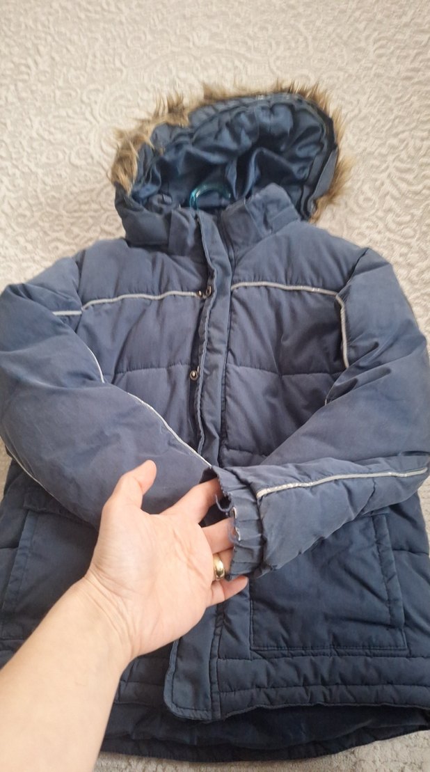 Gri Erkek Çocuk Kürk Detaylı Mont - Görsel 3