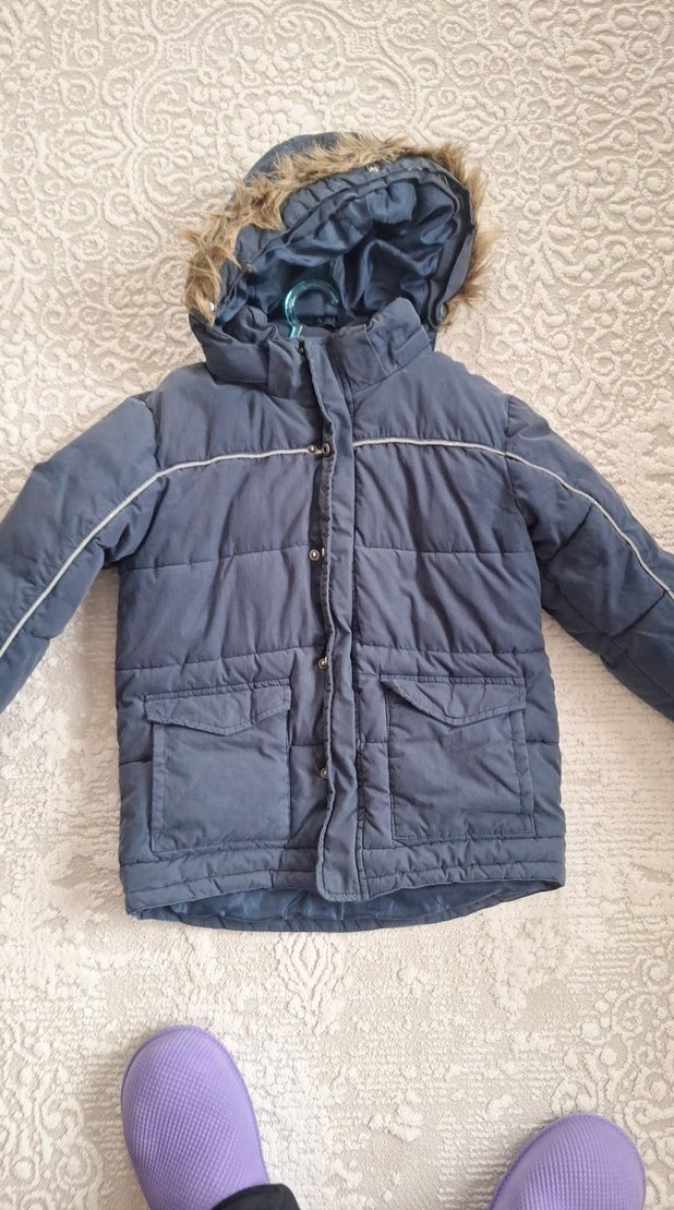 Gri Erkek Çocuk Kürk Detaylı Mont - Görsel 2