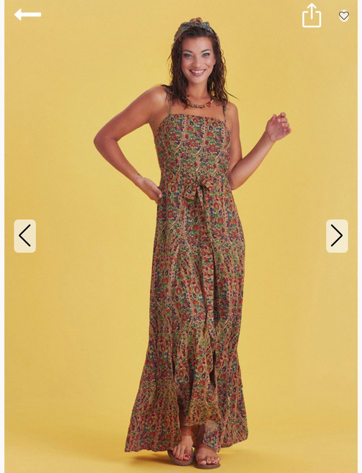 Bohem Çok Renkli Uzun Askılı Elbise - Görsel 2