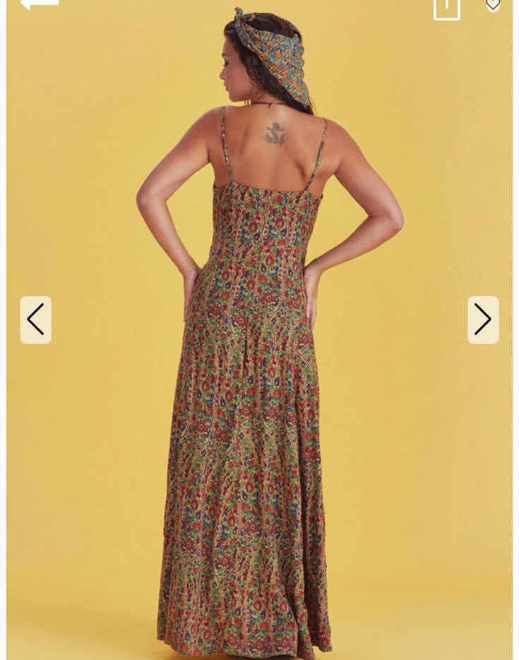 Bohem Çok Renkli Uzun Askılı Elbise - Görsel 3