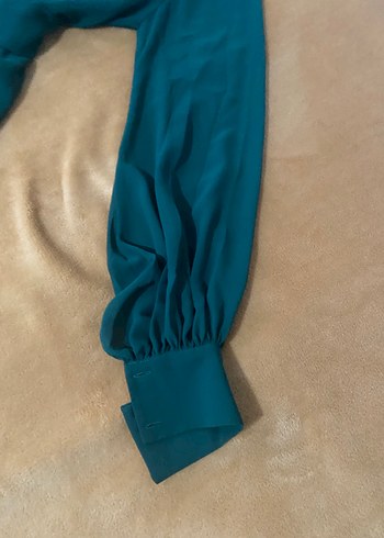 Uzun Kollu Yeşil Bohem Kadın Elbise - Görsel 3