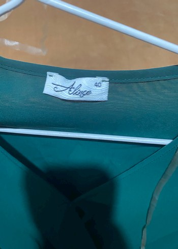 Uzun Kollu Yeşil Bohem Kadın Elbise - Görsel 5