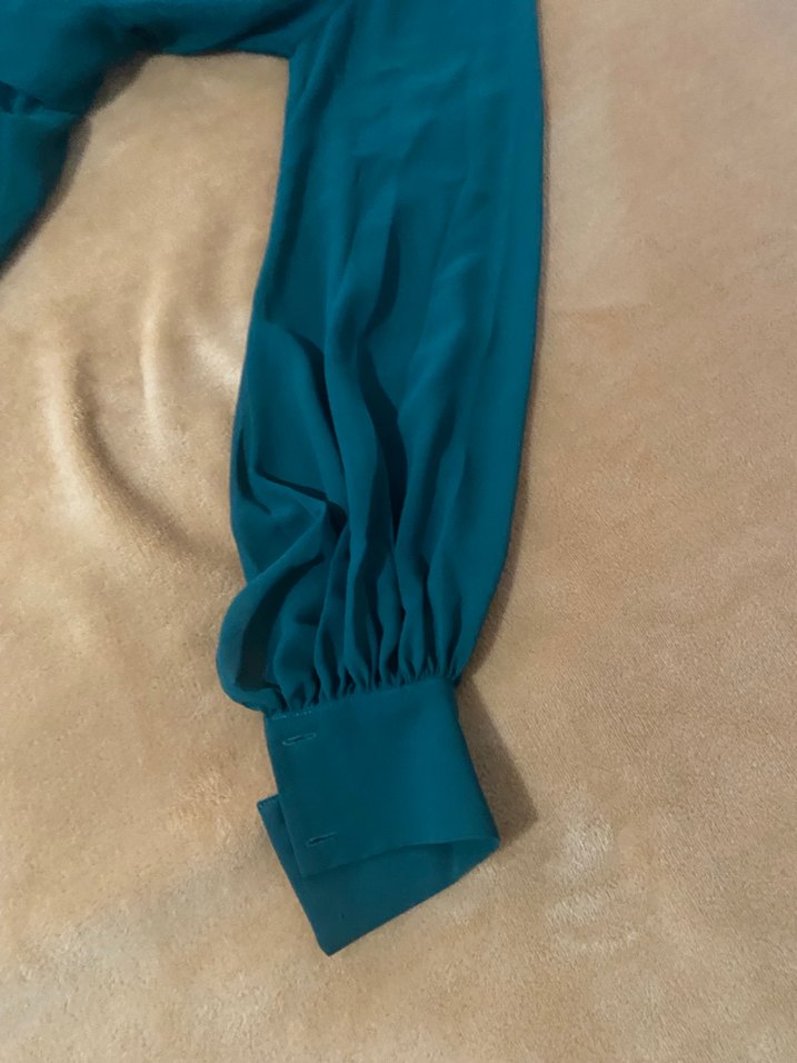 Uzun Kollu Yeşil Bohem Kadın Elbise - Görsel 3