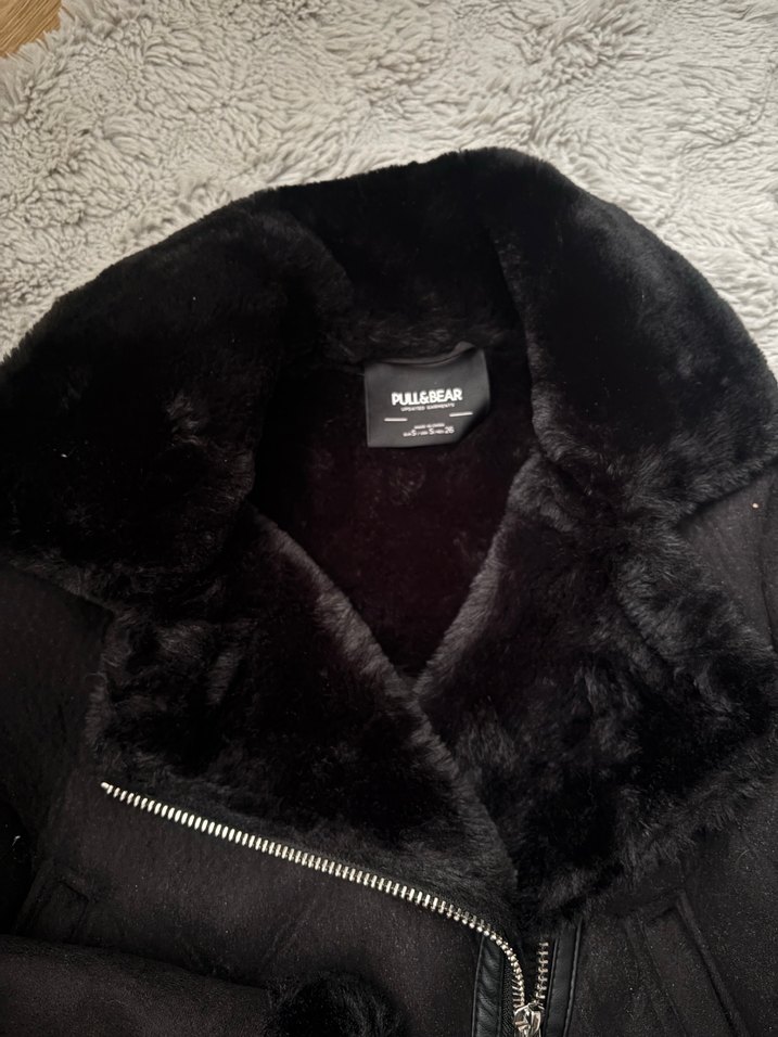 Siyah Süet Kürklü Biker Ceket - Görsel 2