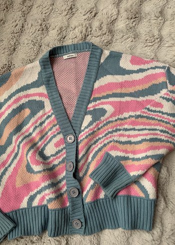 Bohem Çok Renkli Örgü Midi Hırka - Görsel 2