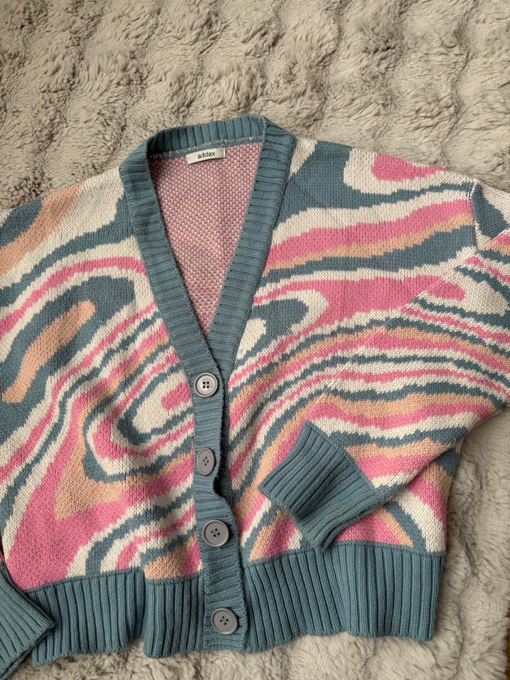 Bohem Çok Renkli Örgü Midi Hırka - Görsel 2