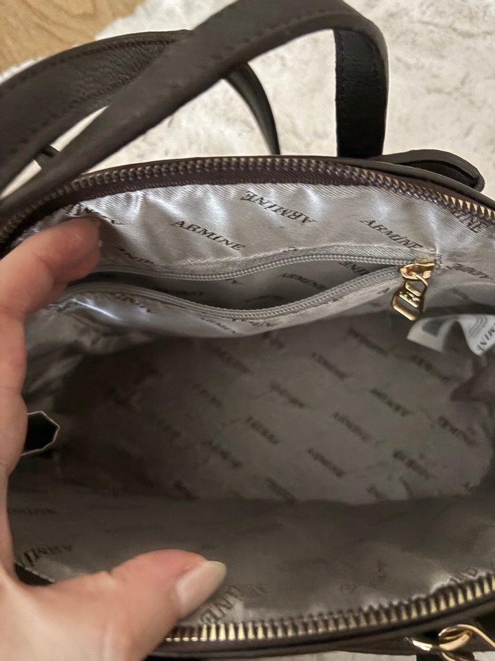 Kadın Kahverengi Deri Fermuarlı Çanta - Görsel 4