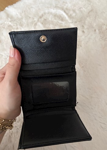 Dikiş Detaylı Siyah Deri Fermuarlı Cüzdan - Görsel 4
