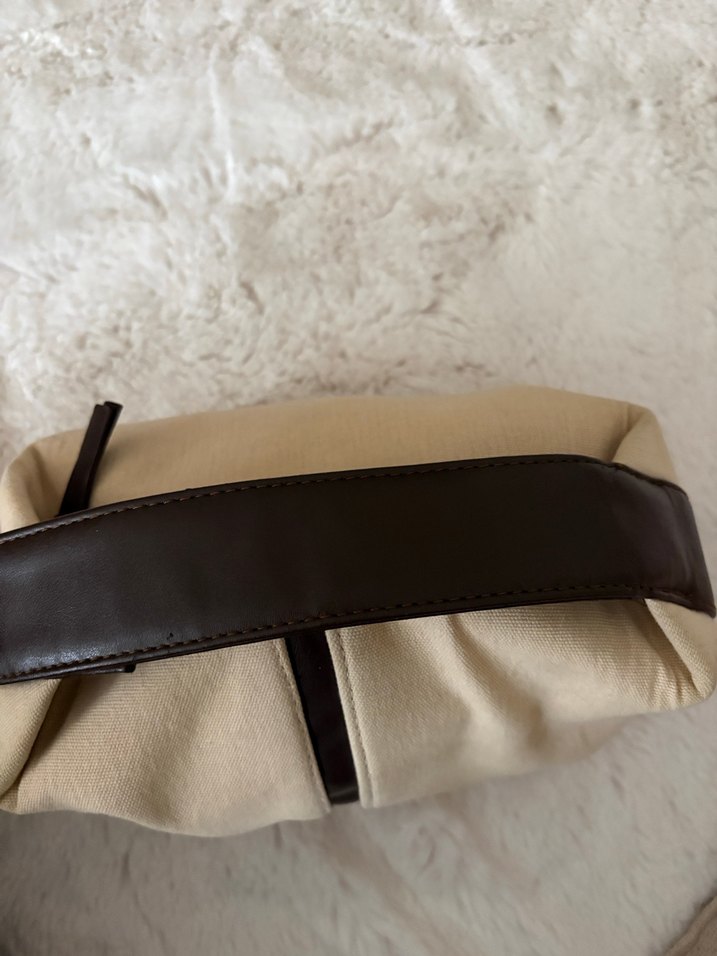 Bej Süet Fermuarlı Kadın Çanta - Görsel 2