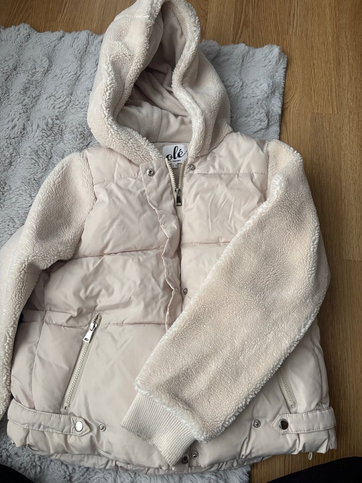 Kürklü Kapüşonlu Bej Kadın Mont - Görsel 2