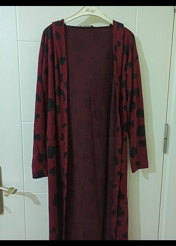 Bordo Uzun Kadın Sabahlık - Görsel 2