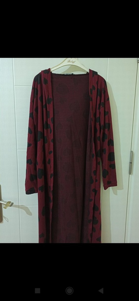 Bordo Uzun Kadın Sabahlık - Görsel 2