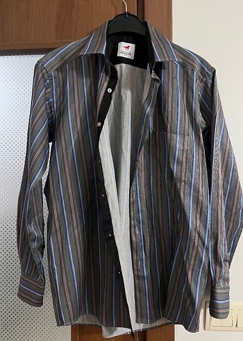 Erkek Gri Çizgili Uzun Kollu Gömlek - Görsel 8
