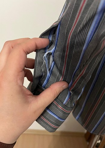 Erkek Gri Çizgili Uzun Kollu Gömlek - Görsel 4