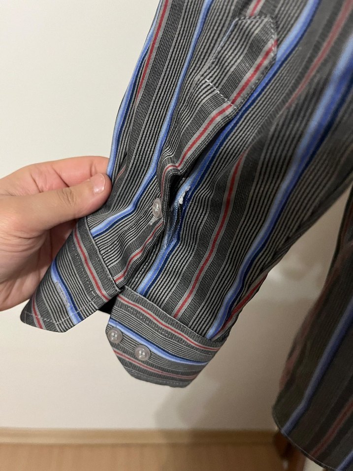 Erkek Gri Çizgili Uzun Kollu Gömlek - Görsel 5