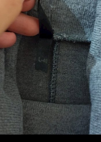 Gri Yüksek Yakalı Kadın Keten Kazak - Görsel 2