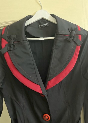 Düğmeli Siyah trençkot - Görsel 2