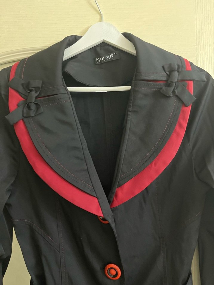 Düğmeli Siyah trençkot - Görsel 2