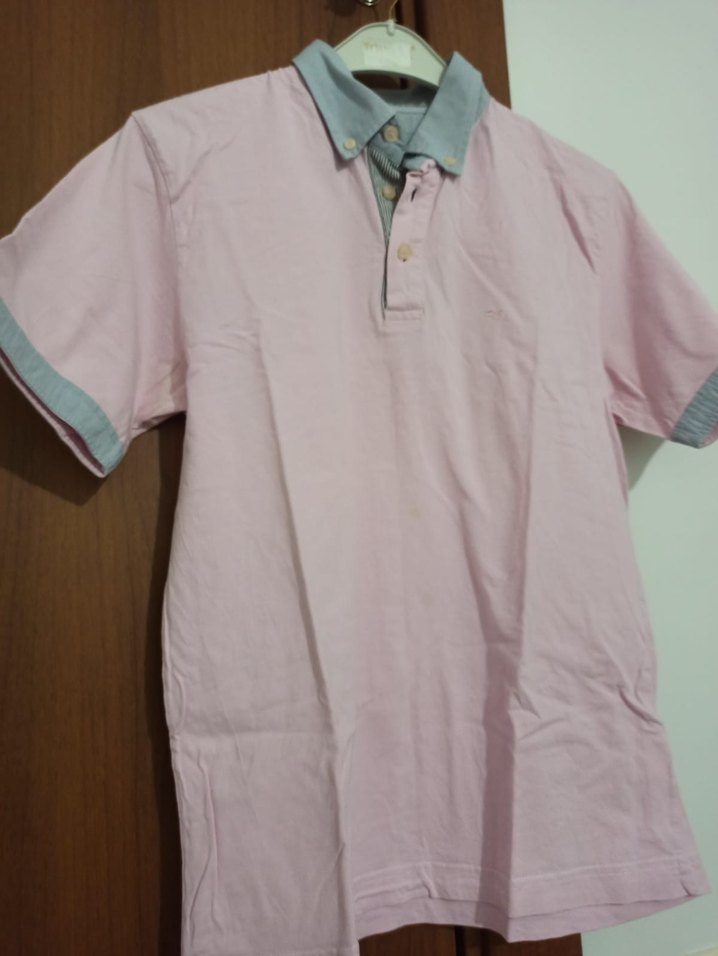 Pembe Pamuklu Erkek Polo Tişört - Görsel 2