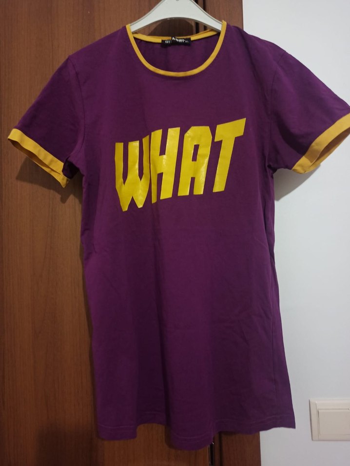 Mor Kısa Kollu Baskılı Kadın Tişört - Görsel 2