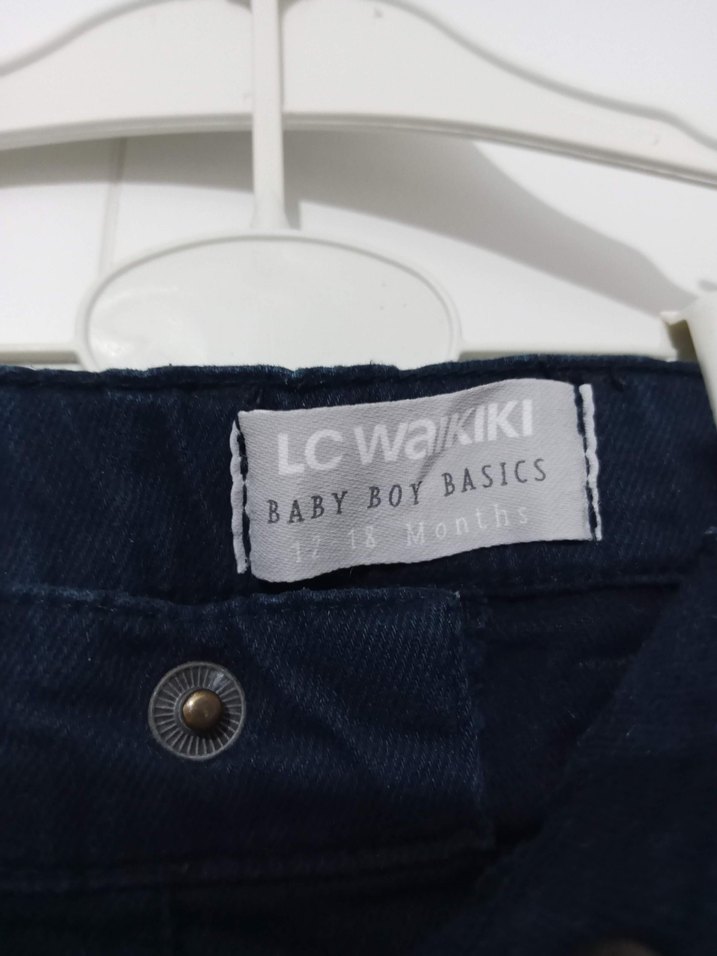 Düğmeli Koyu Mavi Erkek Çocuk Denim Pantolon - Görsel 3