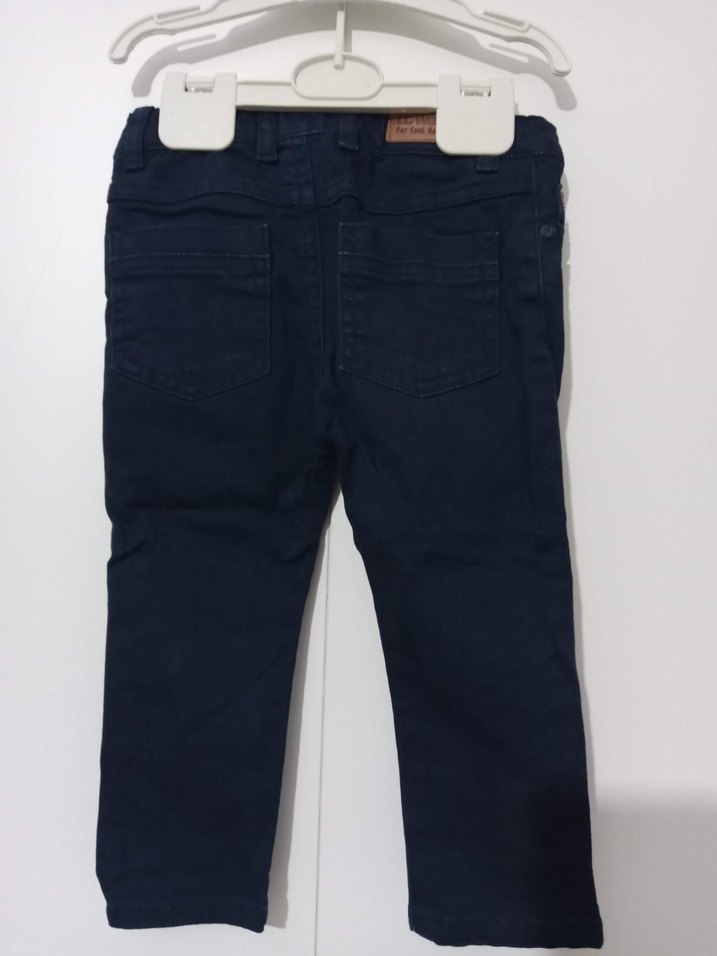 Düğmeli Koyu Mavi Erkek Çocuk Denim Pantolon - Görsel 2