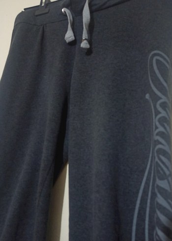 Gri Kadın Denim Sweatpants Fermuarlı - Görsel 2