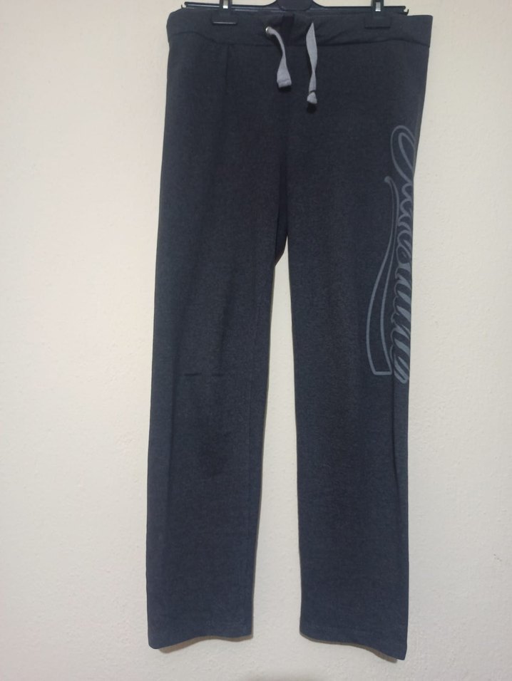 Gri Kadın Denim Sweatpants Fermuarlı - Görsel 3