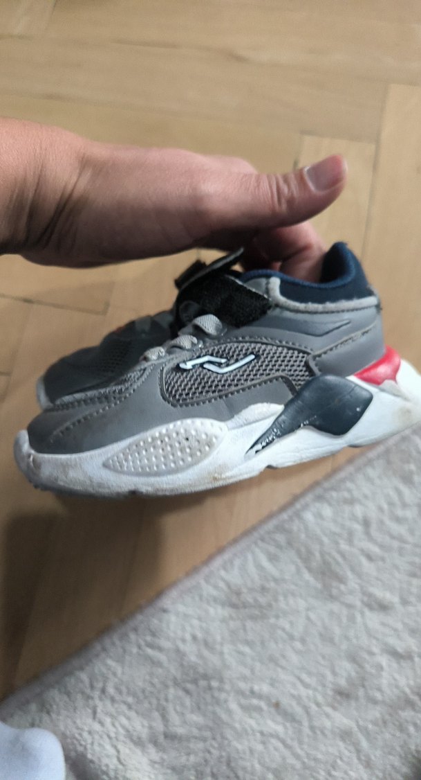 Gri Erkek Çocuk Spor Ayakkabı Velcro - Görsel 2